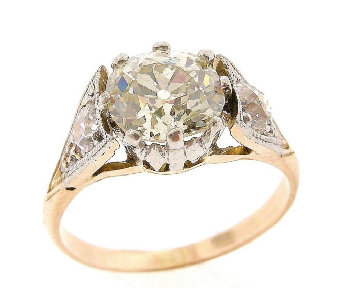 Antique Cushion Cut Diamond Ring