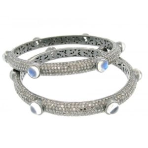 Moonstone Rose Diamond Bangles 1