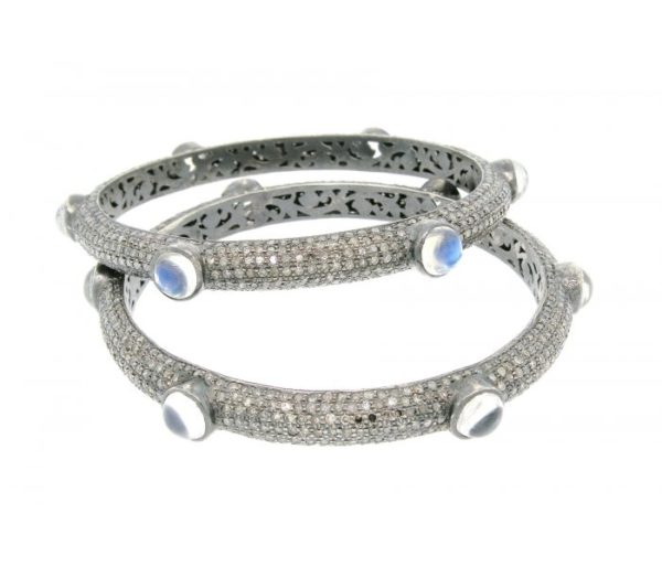 Moonstone Rose Diamond Bangles 1