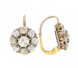 Antique Diamond Cluster Earrings E445