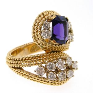 R1634-Vintage 1960-Amethyst&Diamond-Ring