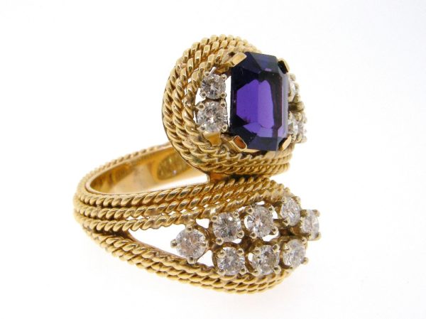 R1634-Vintage 1960-Amethyst&Diamond-Ring