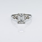 Emerald Cut Diamond Platinum Engagement Ring