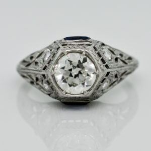 R1656-Art Deco-Diamond-Sapphire-Ring