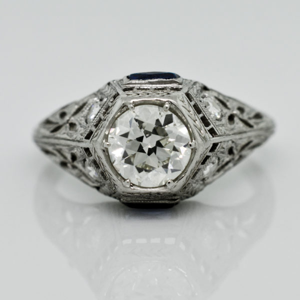 R1656-Art Deco-Diamond-Sapphire-Ring