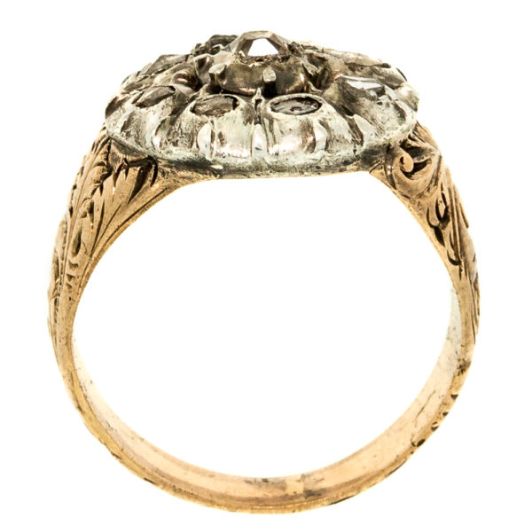 R1763-3-Georgian-Rose Cut Dia-Gold-Ring