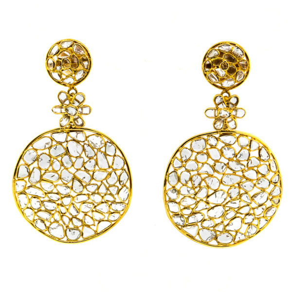 E481-9.00 cts-Rose Cuts-Gold-Earrings