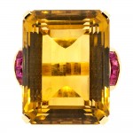 Retro Citrine & Ruby Gold Ring