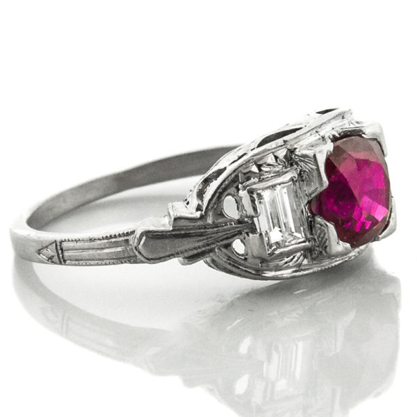 R1834-2-135 cts-Burma Ruby-Diamond-Plat-Ring