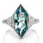 Antique Aquamarine & Platinum Ring