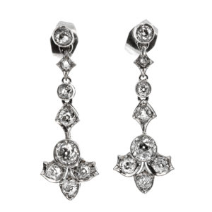 E595-3.50 cts-Old Cut Diamond-Dangling-Earrings