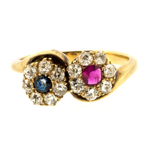 R1924-Bypass-Sapp-Ruby-Old Cut Dia-Gold-Ring