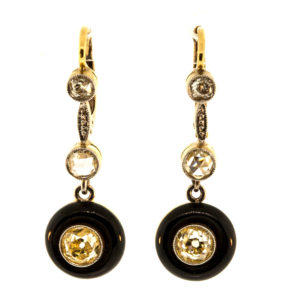 E456-Onyx-OMC-Rose-Cuts-Plat-Gold-Earrings