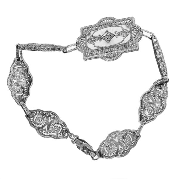 B463-3-Silver-Rock Xtal-Filigree-Plat-Gold-Brac