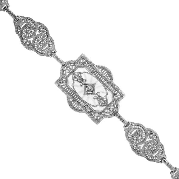 B463-Silver-Rock Xtal-Filigree-Bracelet