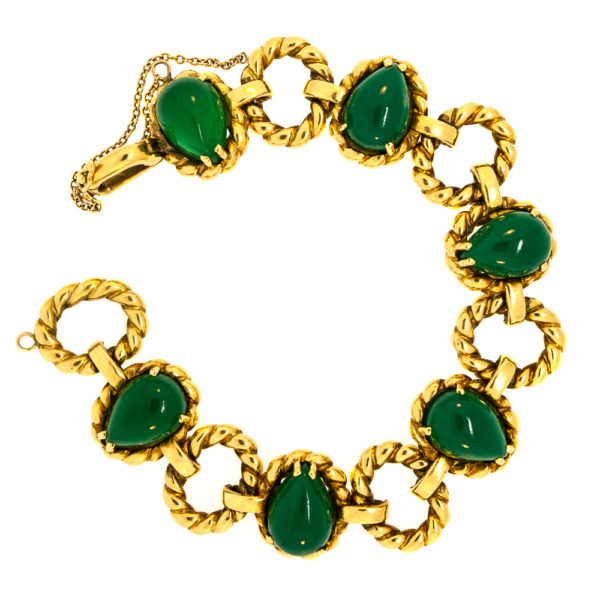 B468-4-Tiffany & Co. Chrysoprase 18KY-Brac