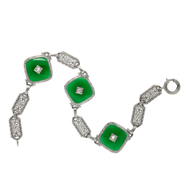 B476-2-Chrysoprese-Diamond-Filigee Links-Brac