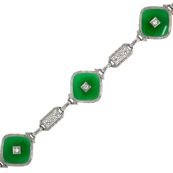 B476-3-Chrysoprese-Diamond-Filigree Links-Brac