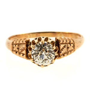 R1978-0.65 cts. OEC-Engraved-Gold-Ring