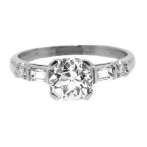 R2004-1.44 cts-Cushion-Baguette-Plat-Ring