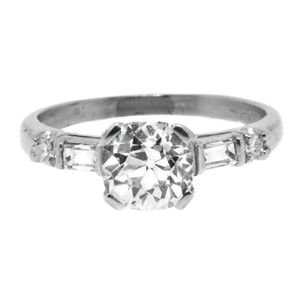 R2004-1.44 cts-Cushion-Baguette-Plat-Ring