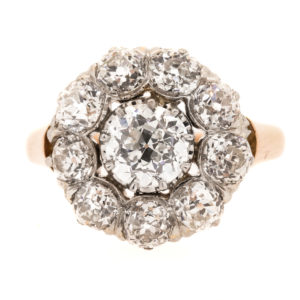 R1970-2.20 cts-OEC-Gold-Cluster-Ring