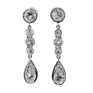 E629-2.20 cts Old Diamonds-Dangling-Plat-Earrings