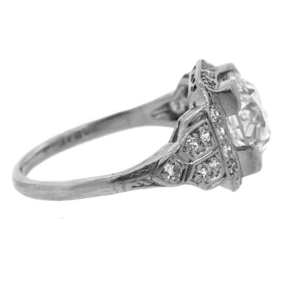 R2093-2-2.31 cts OEC-Platinum-Deco-Ring