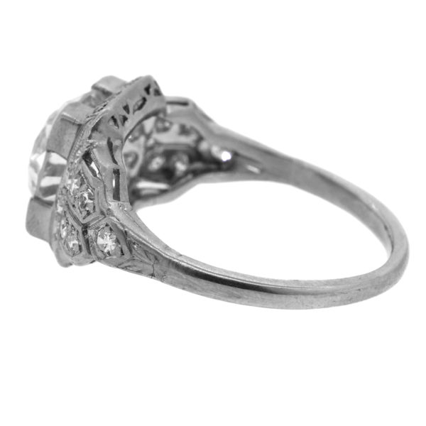 R2093-3-2.31 cts OEC-Platinum-Deco-Ring