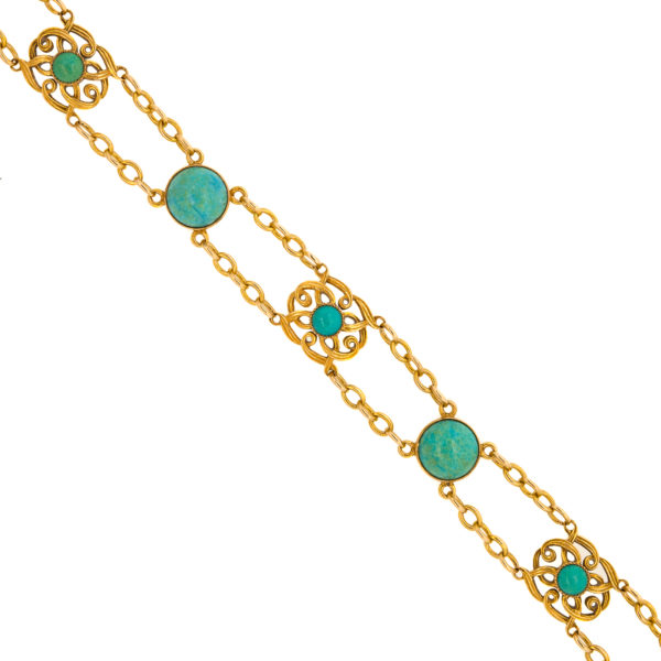 B501-1-Art Nouveau-Chain Links-Turquoise-1900 - Copy
