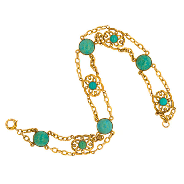 B501-2-Art Nouveau-Chain Links-Turquoise-1900 - Copy