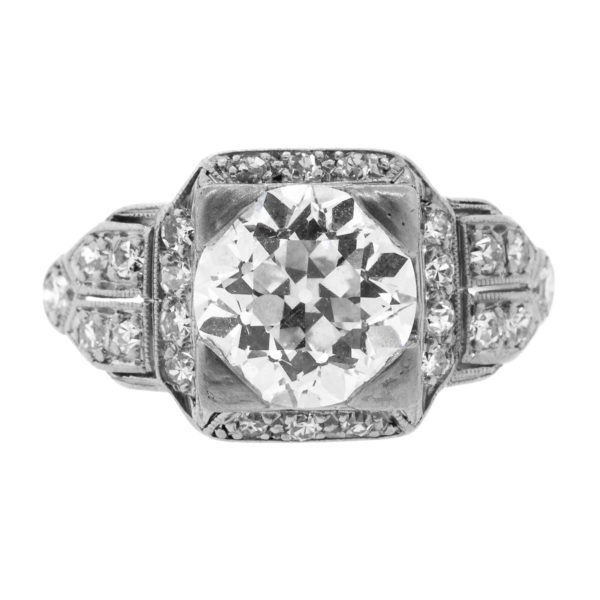 R2093-2.31 cts OEC-Platinum-Deco-Ring