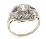 Art Deco Diamond & Sapphire Ring 1345