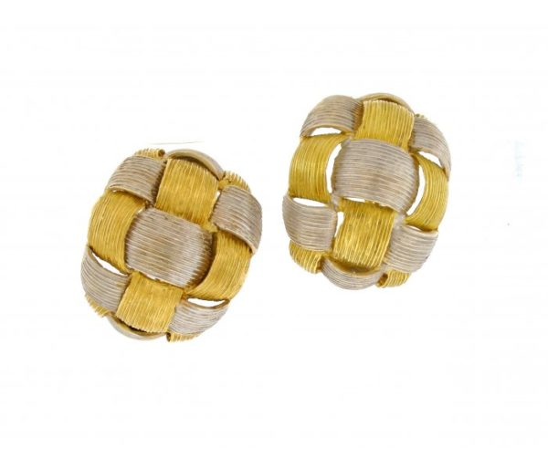 Gold Basket Weaved Earrings 1