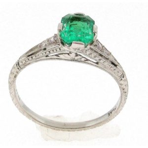 Vintage Emerald Platinum Ring 1