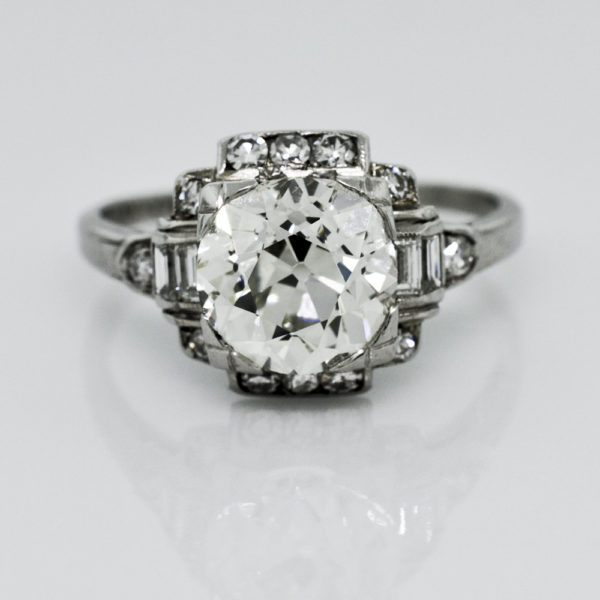 R1283-2.11 cts.-Old Cushion-Platinun-Ring