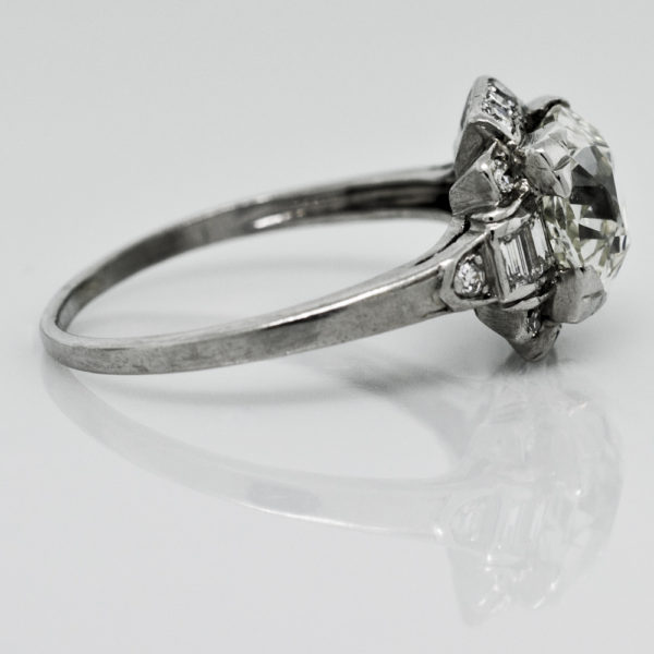 R1283-3-2.11 cts-Old Cushion-Platinum-Ring