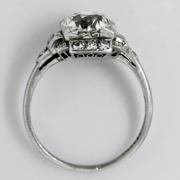 R1283-4-2.11 cts.-Old Cushion-Platinum-Ring