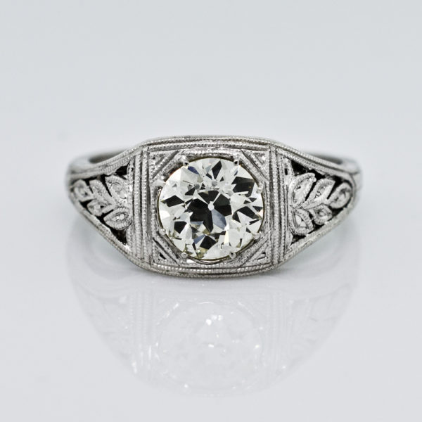 R1516-0.97 cts-Deco-Platinum-Ring