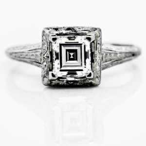 R1674-0.64 cts-Emerald Diamond-Plat-Ring