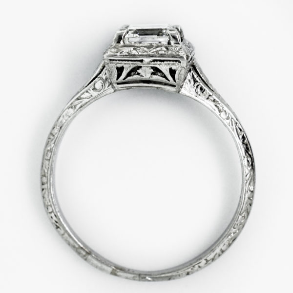 R1674-4-0.64 cts-Emerald Diamond-Plat-Ring