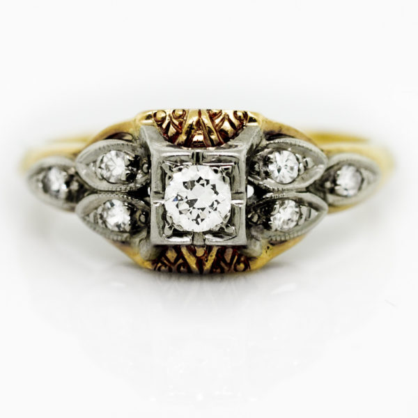 R1714-1940-0.14 cts-Two Gold-Ring