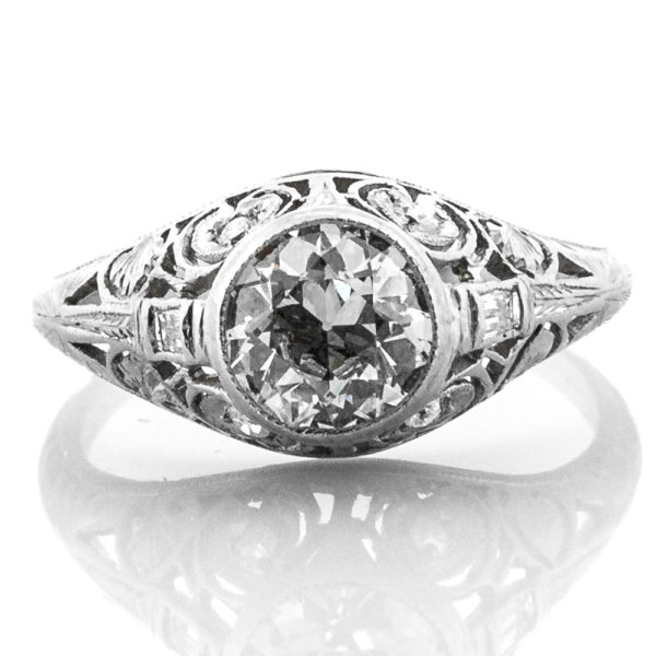 R1758-1.05 cts-OEC-Filigree-Platinum.Ring