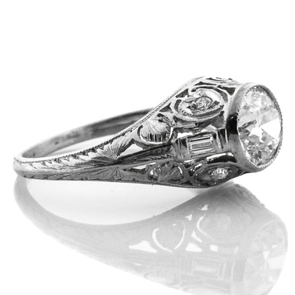 R1758-2-1.05 cts-OEC-Filigree-Platinum-Ring