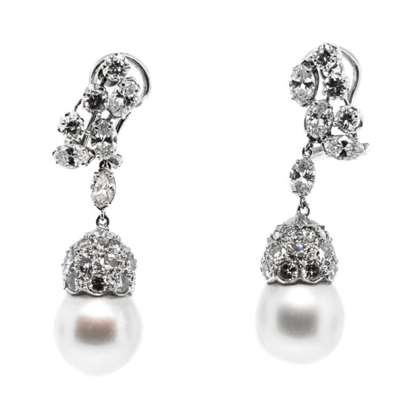 E589-S.Sea Pearls-Diamond-Drops