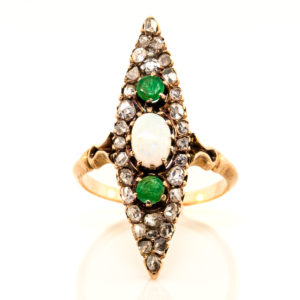 R1864-Opal-Emerl-Rose cut-Marq Shape-Ring