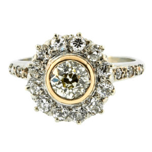 R1887-0.83 cts-OEC-Cluster-Gold-Plat.Ring