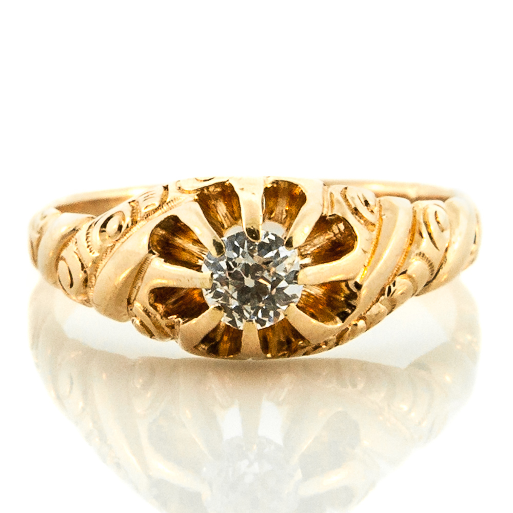 Antique Old European Cut Diamond Gold Ring