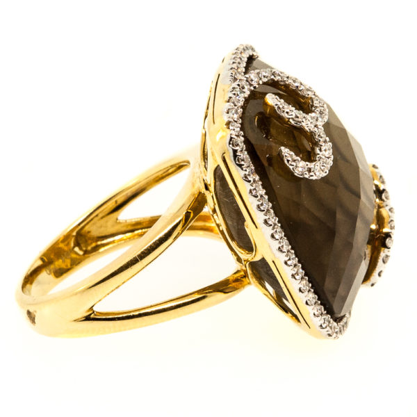 R1752-2-Brown Citrine-Diamond-Gold-Ring