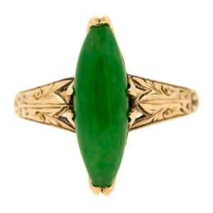 R2080-1920-Jadeite-Engraved Gold-Ring